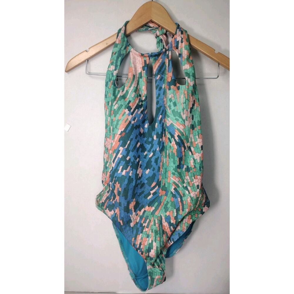 Women's Ted Baker Evelon Swimsuit Blue Green Pink Medium High Neck